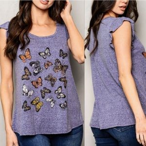 Purple butterfly t-shirt women’s medium